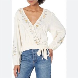 American Eagle Outfitters Embroidered  Wrap Blouse